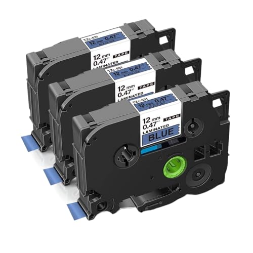 KRZkwA Kompatible 12 mm 335 Bandband Kompatibel mit Etikettdrucker arbeitet mit 231 131 431 631 Models Weiß auf schwarzen 3 -Stkonten(Black on Blue) von KRZkwA