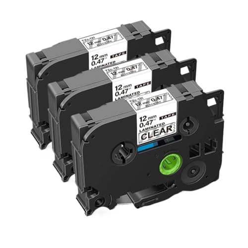 KRZkwA Kompatible 12 mm 335 Bandband Kompatibel mit Etikettdrucker arbeitet mit 231 131 431 631 Models Weiß auf schwarzen 3 -Stkonten(Black on Clear) von KRZkwA