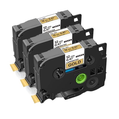 KRZkwA Kompatible 12 mm 335 Bandband Kompatibel mit Etikettdrucker arbeitet mit 231 131 431 631 Models Weiß auf schwarzen 3 -Stkonten(Black on Gold) von KRZkwA