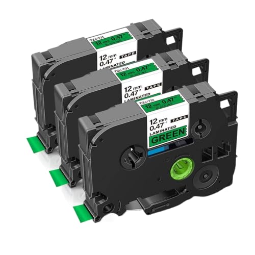 KRZkwA Kompatible 12 mm 335 Bandband Kompatibel mit Etikettdrucker arbeitet mit 231 131 431 631 Models Weiß auf schwarzen 3 -Stkonten(Black on Green) von KRZkwA