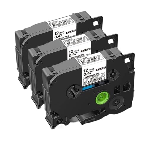 KRZkwA Kompatible 12 mm 335 Bandband Kompatibel mit Etikettdrucker arbeitet mit 231 131 431 631 Models Weiß auf schwarzen 3 -Stkonten(Black on Matt Clear) von KRZkwA