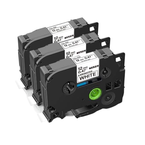 KRZkwA Kompatible 12 mm 335 Bandband Kompatibel mit Etikettdrucker arbeitet mit 231 131 431 631 Models Weiß auf schwarzen 3 -Stkonten(Black on White) von KRZkwA