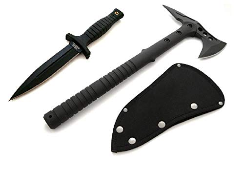 M48 Tomahawks, Messer mit Etui Schwarze Edition - Profi Survival Kit - Notfallausrüstng - Outdoor Kit - Axt - Beil - Tactical Knifes - Tomahawk Messer-Set - festehende Klinge, schwarz M48 Tomahawks, Messer mit Etui Schwarze Edition - Profi Survival Kit - Notfallausrüstng - Outdoor Kit - Axt - Beil - Tactical Knifes - Tomahawk Messer-Set - festehende Klinge, schwarz von KS-11