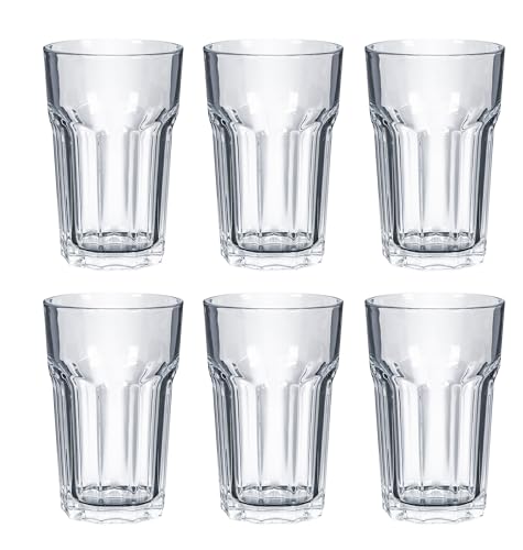 Wassergläser Set 430ml Trinkglas Gläser-Set Saftgläser Saftgläser Zeitlose Design Wasser Tee Kaffee bis 120°C 430ml spülmaschinenfest (430ml, 6, stück) von KS-Direkt