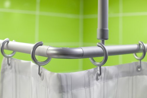 3er ALU WINKELSTANGE BARRIEREFREI Chrom MATT - Bequemes durchschieben des Vorhangs ohne Hindernis - DUSCHVORHANGSTANGE FÜR DUSCHVORHANG! Corner Shower Rod! von KS Handel 24