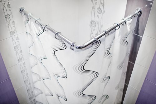 ALU WINKELSTANGE DUSCHVORHANGSTANGE UNIVERSALSTANGE SILBER GLÄNZEND 3er! CORNER SHOWER ROD! von KS Handel 24