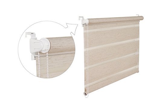 DOPPELROLLO DUOROLLO 100 CM BREIT 150 CM LANG Natur INKL. SEILZUG FENSTERROLLO KLEMMROLLO JALOUSIE von KS Handel 24