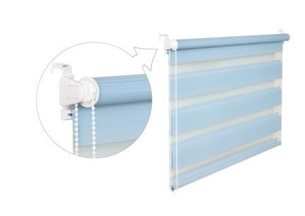 DOPPELROLLO DUOROLLO 115 CM BREIT 150 CM LANG Hellblau INKL. SEILZUG FENSTERROLLO KLEMMROLLO JALOUSIE von KS Handel 24