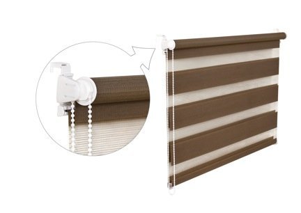 DOPPELROLLO DUOROLLO 120 CM BREIT 200 CM LANG Mocca INKL. SEILZUG FENSTERROLLO KLEMMROLLO JALOUSIE von KS Handel 24