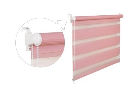 DOPPELROLLO DUOROLLO 45 CM BREIT 200 CM LANG Rosa INKL. SEILZUG FENSTERROLLO KLEMMROLLO JALOUSIE von KS Handel 24