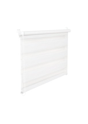 DOPPELROLLO DUOROLLO 45 CM BREIT 200 CM LANG WEISS INKL. SEILZUG FENSTERROLLO KLEMMROLLO JALOUSIE von Doppelrollo