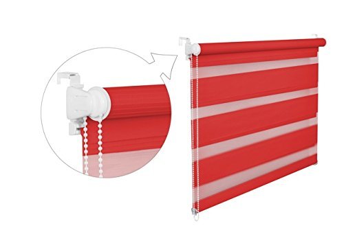 DOPPELROLLO DUOROLLO 55 CM BREIT 150 CM LANG Rot INKL. SEILZUG FENSTERROLLO KLEMMROLLO JALOUSIE von KS Handel 24