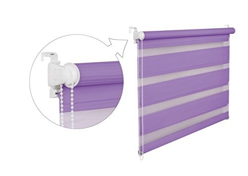 DOPPELROLLO DUOROLLO 65 CM BREIT 150 CM LANG Lila INKL. SEILZUG FENSTERROLLO KLEMMROLLO JALOUSIE von KS Handel 24