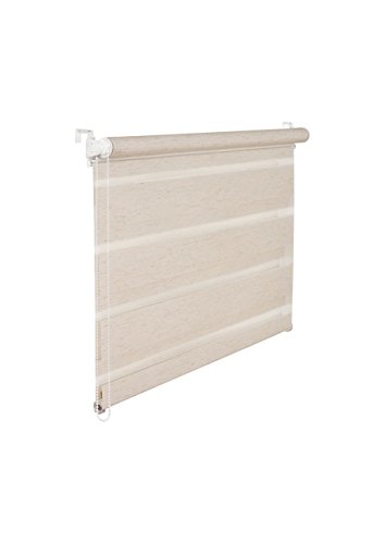 KS Handel 24 DOPPELROLLO DUOROLLO 90 cm BREIT 150 cm LANG Natur BEIGE INKL. SEILZUG FENSTERROLLO KLEMMROLLO Jalousie von KS Handel 24