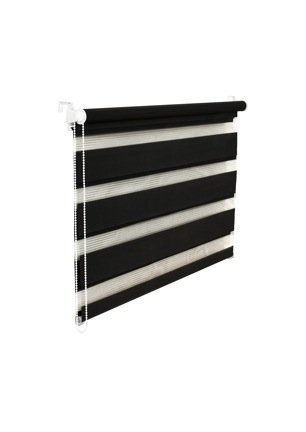 KS Handel 24 DOPPELROLLO DUOROLLO 90 cm BREIT 200 cm LANG SCHWARZ INKL. SEILZUG FENSTERROLLO KLEMMROLLO Jalousie von KS Handel 24