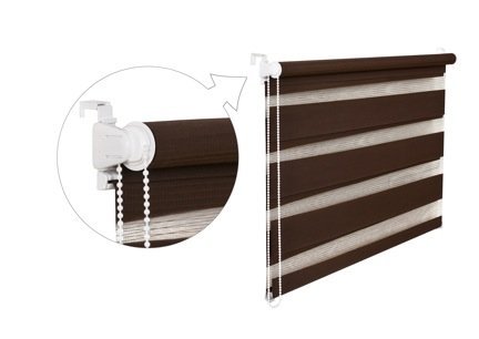 DOPPELROLLO DUOROLLO 95 CM BREIT 150 CM LANG Schoko INKL. SEILZUG FENSTERROLLO KLEMMROLLO JALOUSIE von KS Handel 24