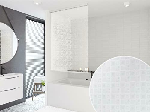 KS Handel 24 HALB-Kassetten DUSCHROLLO 4 Breiten 9 Designs ZUR Wahl DUSCHVORHANG Weiss GRAU GRÜN BLAU (60, Quadro 3D) von KS Handel 24