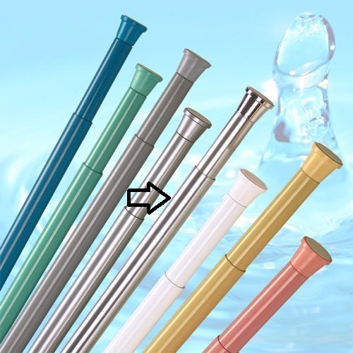 DUSCHVORHANGSTANGE 190-300 cm ALU SILBER GLÄNZEND TELESKOPSTANGE KLEMMSTANGE CHROM ** EXTRA LANG ** GARDINENSTANGE SPRING SHOWER ROD! von KS Handel 24