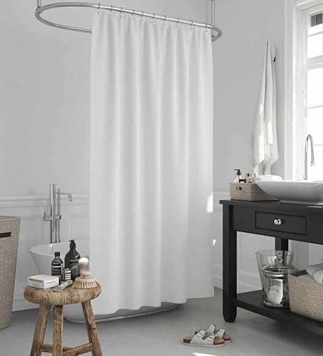 DUSCHVORHANG WEISS 240x230 TEXTIL! ÜBERLÄNGE! 240 BREIT 230 HOCH!! INKL. RINGE! **MAßGEFERTIGT** SHOWER CURTAIN WHITE OUTSIZE! von KS Handel 24