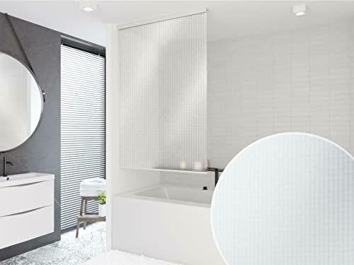 KS Handel 24 HALB-Kassetten DUSCHROLLO 100 cm BREIT 3D Optik MOSAIK TRANSPARENT DUSCHVORHANG 100x240 cm! Shower Rollo Curtain von KS Handel 24