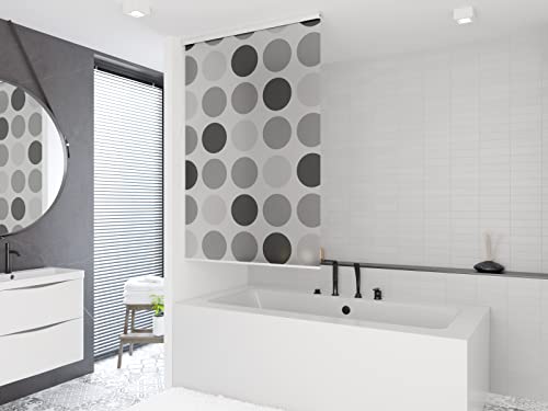 HALB-KASSETTEN DUSCHROLLO 100 cm BREIT MODELL RETRO DUSCHVORHANG GRAU ANTHRAZIT! SHOWER ROLLO CURTAIN! von Tropik Home