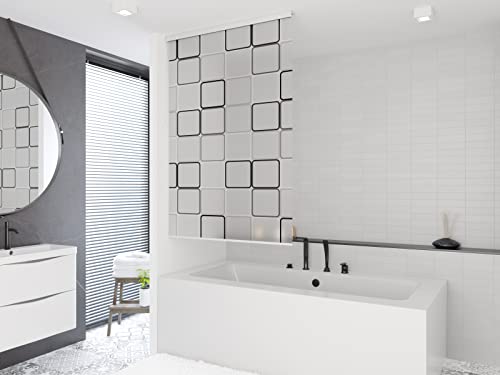 HALB-KASSETTEN DUSCHROLLO 100 cm MODELL QUADRO DUSCHVORHANG GRAU WEISS SCHWARZ! SHOWER ROLLO CURTAIN von Tropik Home