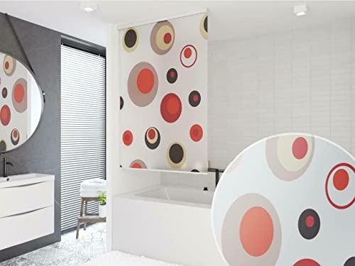 HALB-KASSETTEN DUSCHROLLO 80 cm BREIT MODELL COLORFUL DUSCHVORHANG WEISS BRAUN ROT - SONDERMAß EXTRA SCHMAL - SHOWER ROLLO CURTAIN! von KS Handel 24