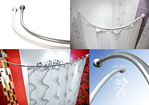 KS Handel 24 ALU BOGENSTANGE 120x120 cm DUSCHVORHANGSTANGE OVAL Chrom OVALSTANGE - EXTRA LANG - Arched Rod! von KS Handel 24