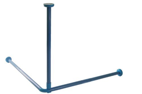 DECKENHALTERUNG DECKENSTÜTZE FÜR DUSCHVORHANGSTANGE WINKELSTANGE BLAU ALU 55 CM - INDIVIDUELL KÜRZBAR! UNDERSEILING OF CORNER ROD BLUE! von KS Handel 24