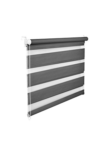 KS Handel 24 DOPPELROLLO DUOROLLO 120 cm BREIT 200 cm LANG Grafit INKL. SEILZUG FENSTERROLLO KLEMMROLLO Jalousie von KS Handel 24
