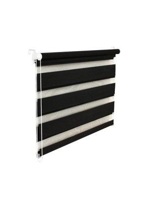 KS Handel 24 DOPPELROLLO DUOROLLO 55 cm BREIT 150 cm LANG SCHWARZ INKL. SEILZUG FENSTERROLLO KLEMMROLLO Jalousie von KS Handel 24