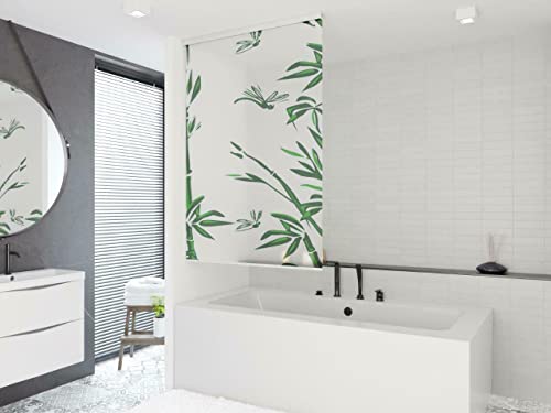 KS Handel 24 HALB-Kassetten DUSCHROLLO 4 Breiten 9 Designs ZUR Wahl DUSCHVORHANG Weiss GRAU GRÜN BLAU (80 x 190 Bambus) von KS Handel 24