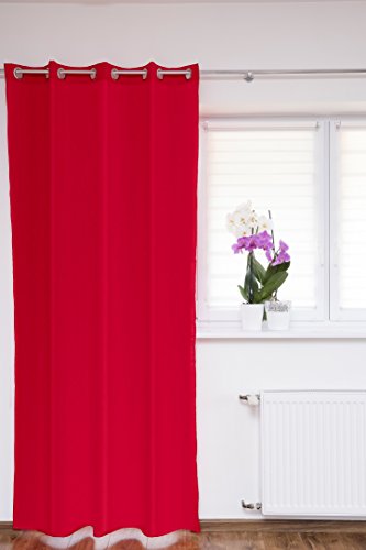 KS Handel 24 ÖSENSCHAL FENSTERVORHANG ROT 145x225 cm GARDINENSCHAL DEKOSCHAL - MEGA Auswahl Farben UND Masse IM Shop - von KS Handel 24