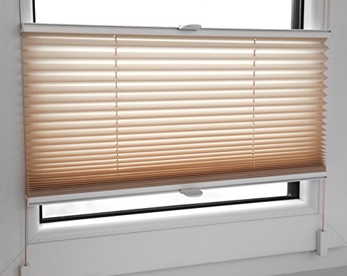 KS Handel 24 PLISSEE FALTROLLO 75x100 cm Sand INKL. KLEMMTRÄGER Jalousie - MEGA Auswahl IM Shop - 80 Breiten - 12 Farben von KS Handel 24