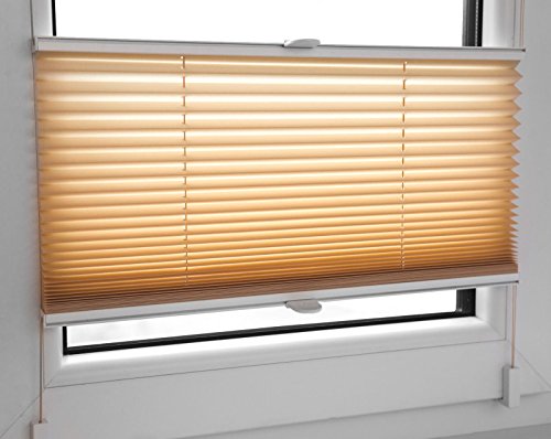 KS Handel 24 PLISSEE FALTROLLO 90x200 cm BEIGE INKL. KLEMMTRÄGER Jalousie - MEGA Auswahl IM Shop - 80 Breiten - 12 Farben von KS Handel 24
