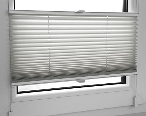 KS Handel 24 PLISSEE FALTROLLO 95x120 cm HELLGRAU INKL. KLEMMTRÄGER Jalousie - MEGA Auswahl IM Shop - 80 Breiten - 12 Farben von KS Handel 24