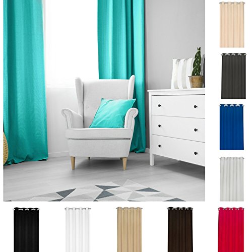 KS Handel 24 THERMOGARDINE Blickdicht VERDUNKELND ÖKO-TEX ÖSENSCHAL SCHWER 140 BIS 250 cm FENSTERVORHANG Blackout -10 Farben- 4 MAßE (Aquamarin, 140x250 cm) von KS Handel 24