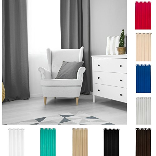 KS Handel 24 THERMOGARDINE Blickdicht VERDUNKELND ÖKO-TEX ÖSENSCHAL SCHWER 140 BIS 250 cm FENSTERVORHANG Blackout -10 Farben- 4 MAßE (Dunkelgrau, 140x175 cm) von KS Handel 24