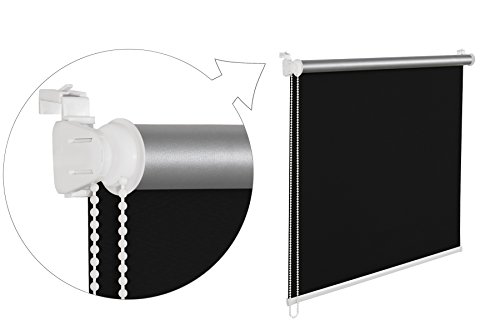 KS Handel 24 THERMOROLLO VERDUNKLUNGSROLLO 120x200 cm SCHWARZ FENSTERROLLO MIT THERMOBESCHICHUNG 100% ABDUNKLUNG INKL. SEILZUGHALTER von KS Handel 24
