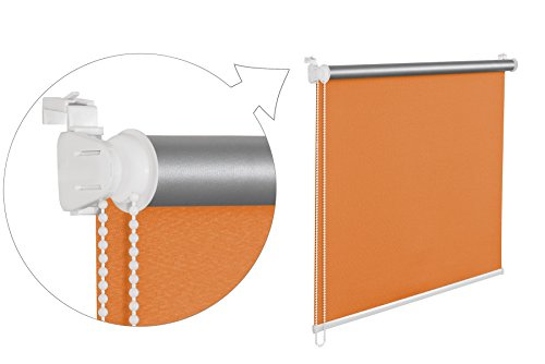 KS Handel 24 THERMOROLLO VERDUNKLUNGSROLLO 70x200 cm ORANGE FENSTERROLLO MIT THERMOBESCHICHUNG 100% ABDUNKLUNG INKL. SEILZUGHALTER von KS Handel 24
