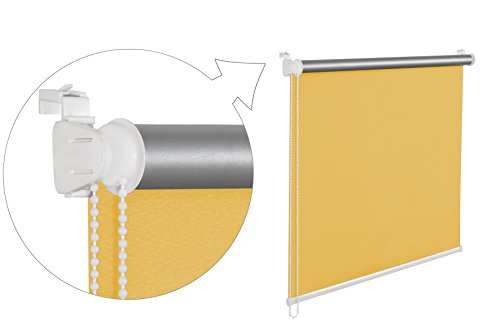 KS Handel 24 THERMOROLLO VERDUNKLUNGSROLLO 90x200 cm GELB FENSTERROLLO MIT THERMOBESCHICHUNG 100% ABDUNKLUNG INKL. SEILZUGHALTER von KS Handel 24