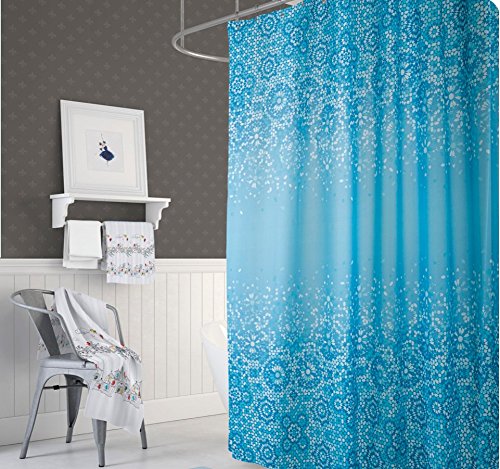 KS Handel 24 Textil DUSCHVORHANG BLAU Weiss MOSAIK 240x200 cm 240 BREIT X 200 cm HOCH! Shower Curtain BLAU Weiss von KS Handel 24