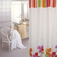 KS Handel 24 Textil DUSCHVORHANG Weiss/BUNT 120x200 INKL. QUALITATIVE DUSCHRINGE! 120 x 200 cm EXTRA SCHMAL! Shower Curtain Colored! von Duschvorhang