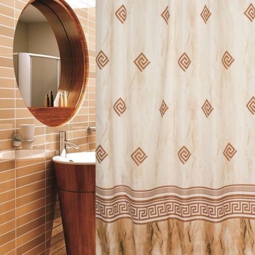 KS Handel 24 Textil Duschvorhang 180x180 cm/Kolonial Beige Braun Ornamente von KS Handel 24