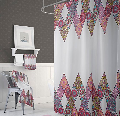 KS Handel 24 Textil Duschvorhang 240x200 cm (bunt Patchwork Mandala) von KS Handel 24