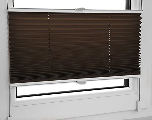 PLISSEE FALTROLLO SCHOKO BRAUN INKL. KLEMMTRÄGER JALOUSIE - MEGA AUSWAHL - 80 BREITEN - 80x120 cm von KS Handel 24