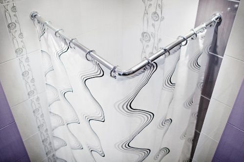 KS Handel 24 QUALITATIVE ALU WINKELSTANGE DUSCHSTANGE 2er Silber 120 x 120 cm - extra lang - Corner Shower Rod! von KS Handel 24