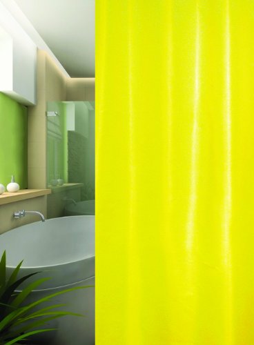 TEXTIL DUSCHVORHANG 240x180 cm UNI GELB INKL. DUSCHRINGE! SHOWER CURTAIN YELLOW! von KS Handel 24