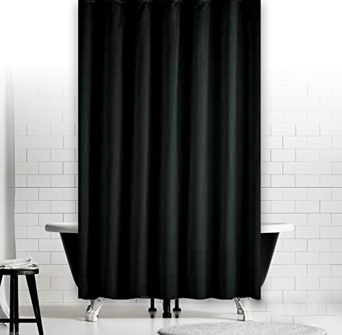 KS Handel 24 Textil DUSCHVORHANG Uni SCHWARZ 240 x 230 cm ÜBERLÄNGE! 240 BREIT x 230 HOCH! Shower Curtain Black Outsize! von KS Handel 24