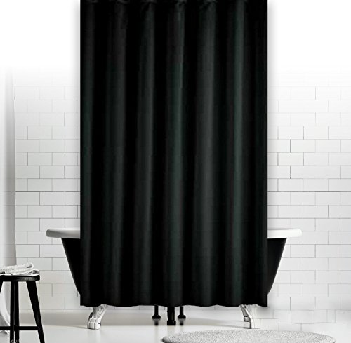 KS Handel 24 Textil DUSCHVORHANG Uni SCHWARZ 240 x 230 cm ÜBERLÄNGE! 240 BREIT x 230 HOCH! Shower Curtain Black Outsize! von Duschvorhang